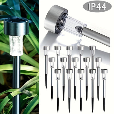 10 piezas de luces solares para exteriores para jardín, luces de sombra, luces LED de acero inoxidable, luces solares de jardín, luces de patio, para camino, patio, césped, pasarela, terraza y entrada, regalo de Navidad.