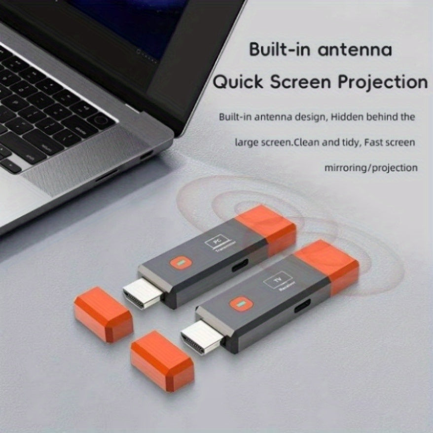 Combo de transmisor y receptor de video inalámbrico VIKEFON - 1080P HD, rango de 50 metros, kit de palo de TV portátil compatible con HDTV para PC, portátil, cámara a TV/proyector/monitor - Plug & Play, 2.4G/5.8G, baja latencia, 8TXs a 1RX, esenciales pa