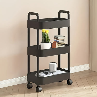 Carro de almacenamiento de 4 niveles con ruedas rodantes - Plástico duradero, fácil de mover, ideal para cocina, baño, dormitorio - Blanco, ruedas de rodadura suave, diseño de almacenamiento abierto para organizar lo esencial, carrito de utilidad moderno