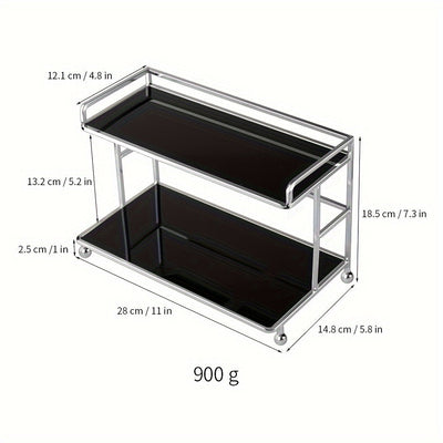Organizador de Tocador de Estilo Nórdico de 1 Nivel en Acrílico - Elegante Expositor Negro para Mostrar Cosméticos, Perfumes y Almacenamiento de Vasos de Agua - Ideal para Baño, Sala de Estar o Decoración de Entrada