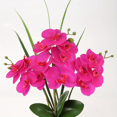 1pc Planta De Flor Artificial Orquídea, Falsa Orquídea Con Maceta Plateada En Forma De Bola Redonda, Planta Falsa Para Decoración De Mesa De Baño, Sala De Estar, Oficina, Cocina, Decoración De Mesa De Hogar De Primavera Y Año Nuevo