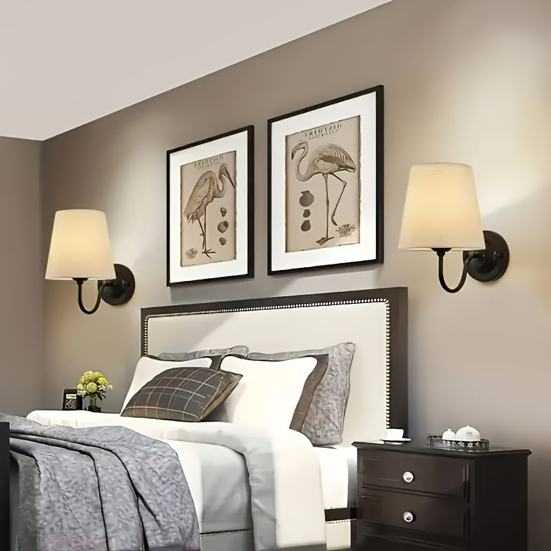 2 lámparas de pared modernas, con fundas de tela sencillas, accesorios desmontables y de hardware, ideales para iluminación en baños, salas de estar, vestidores, villas, restaurantes, bares, dormitorios, cafés y tiendas