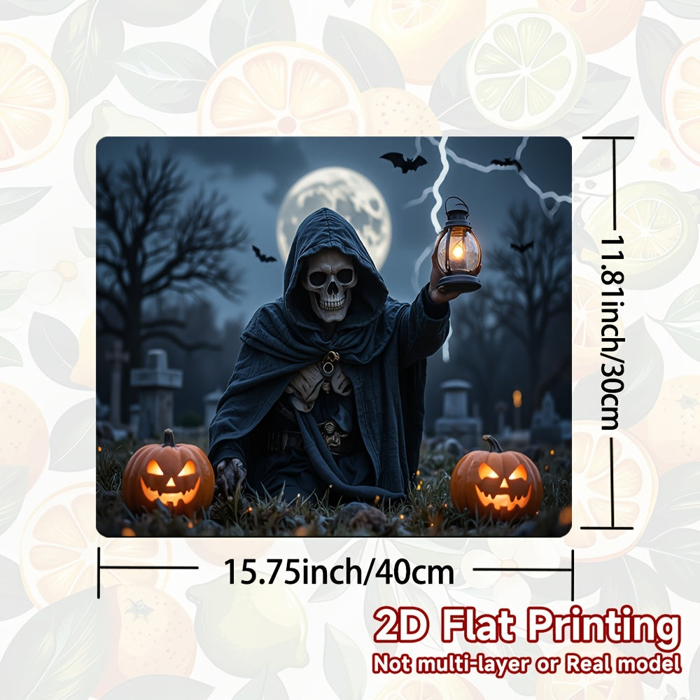1pc Protector de Estufa para Halloween - Esqueleto con Capucha, Calabazas de Jack-O'-Lanterns, Cocina a Gas/Inducción, Lavadora, Secadora - Resistente a Arañazos y Calor - Cubierta Fácil de Limpiar para Decoración de Halloween - Apto también para Estufas