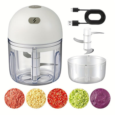 Molino de ajo eléctrico mini, 250 ml, molino de alimentos, USB, molino de verduras, molino de cebolla, procesador de alimentos portátil pequeño, ajo, jengibre, chile, verduras