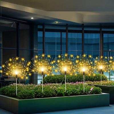 4 piezas de luces solares para jardín, luces de fuegos artificiales, exteriores, impermeables, 8 modos de iluminación, luces solares de estaca de fuegos artificiales, luces de estrella, 320/240 LED, luces de paisaje DIY, adecuadas para camping en RV, píc