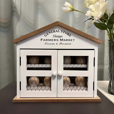 Cesta de Almacenamiento de Huevos de Madera Moderna - Organizador para el Hogar para Cocina, Baño y Decoración de Dormitorio