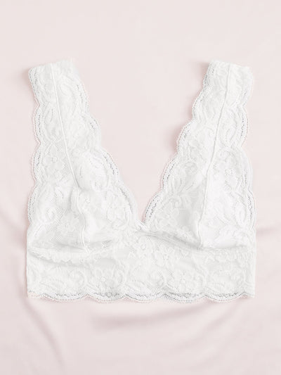 Bralette De Encaje Floral Con Borde Festoneado