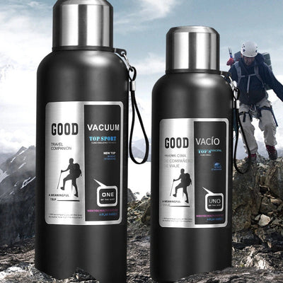 Botella de Agua para Exteriores de Gran Capacidad con Térmica, Vaso Aislado para Deportes al Aire Libre con Asa y Separación de Té y Agua
