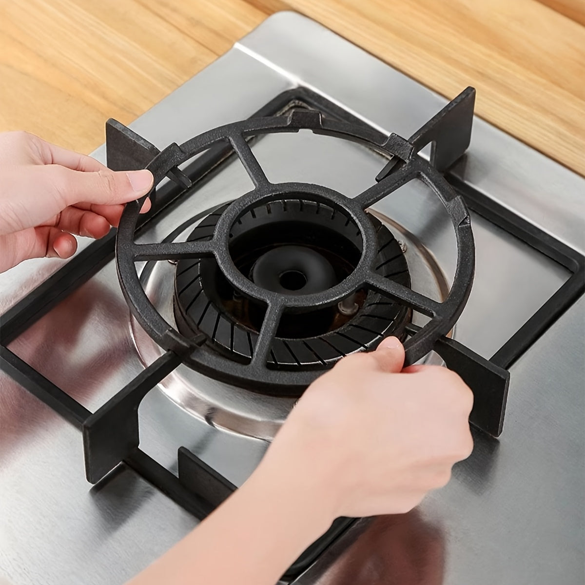 1pc Soporte para Estufa de Gas de Hierro Fundido | Estante Universal Antivuelco para Ollas Pequeñas/Sartenes/Platos | Resistente a Altas Temperaturas, Revestimiento Grueso Antióxido para Utensilios de Cocina