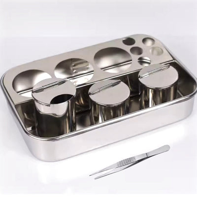 Juego de desinfección para herramientas de uñas de acero inoxidable, bandeja cubierta para instrumentos, ideal para salones de peluquería, tiendas de manicura y tatuajes