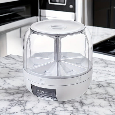 Contenedor Giratorio de Gran Capacidad con Tapa Hermética – Cilindro Plástico Impermeable y Resistente a Insectos para Arroz, Granos, Harina, Comida para Mascotas y Más – Dispensador Fácil de Usar con Botón de Presión, Esencial en la Cocina
