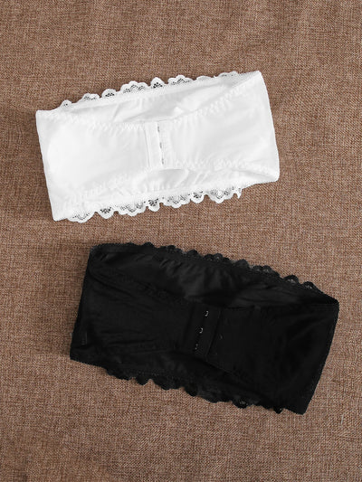 Set De 2 Bralette De Encaje Con Volantes, Lenceria