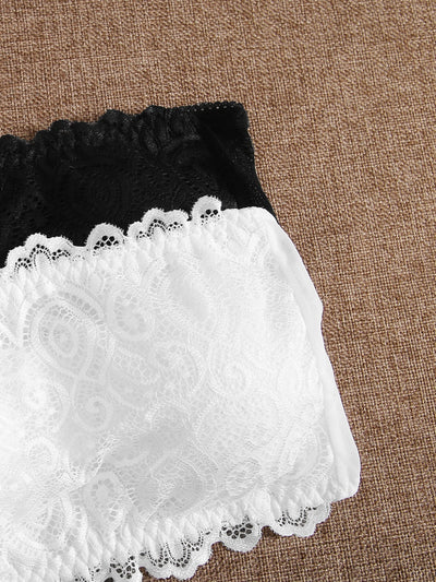 Set De 2 Bralette De Encaje Con Volantes, Lenceria