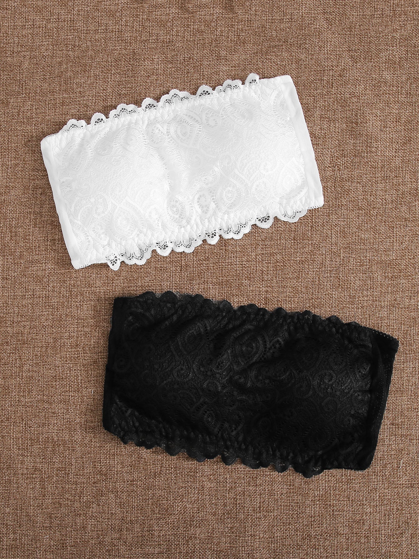 Set De 2 Bralette De Encaje Con Volantes, Lenceria