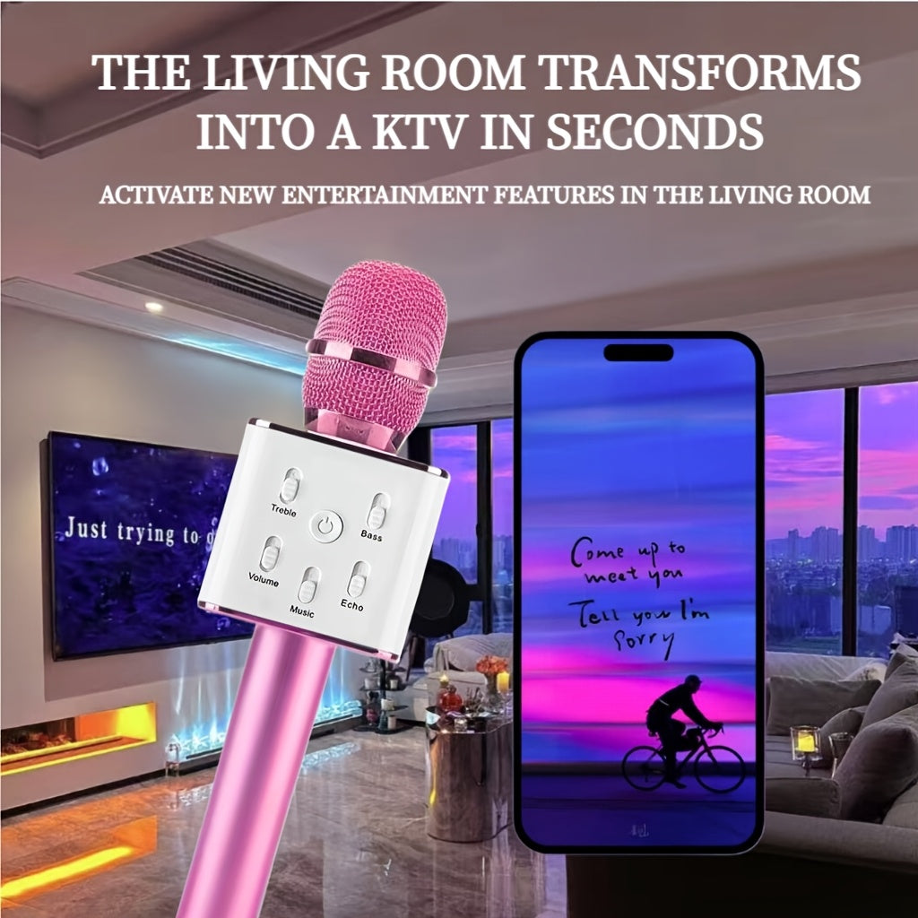 Juego de Micrófono Karaoke sin varillas Portátil, Micrófono con Efectos de Sonido, Micrófono de Alta Potencia para Entretenimiento en Casa - Ideal para Reuniones Familiares y Fiestas: Regalo Perfecto para Cantantes y Entretenedores