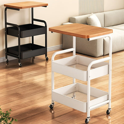 Un pequeño carrito para almacenar vajilla en un restaurante, hecho de acero al carbono, con ruedas, un carrito móvil de mesa de café de varias capas, una buena opción para mesas laterales de sofá de sala de estar, y se puede utilizar como mesa de té o or