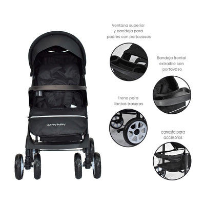 COCHE ESTANDAR  KLAUS HAPPY BABY - NEGRO