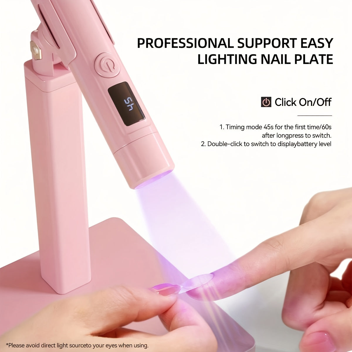 Lámpara de curado de esmalte de uñas - con soporte giratorio de 360°, soporte portátil de doble propósito, función de temporización de pantalla digital, juego de lámpara de horneado de hojas de uñas multifuncional, lámpara de curado de esmalte de uñas |