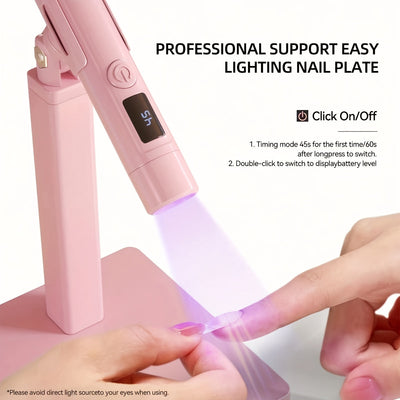 Lámpara de curado de esmalte de uñas - con soporte giratorio de 360°, soporte portátil de doble propósito, función de temporización de pantalla digital, juego de lámpara de horneado de hojas de uñas multifuncional, lámpara de curado de esmalte de uñas |