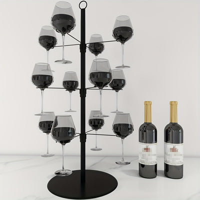 1pc Elegante Estante de Metal para Copas, Acabado en Esmalte, Estante Colgante para Copas de Champán y Vino, Organizador de Almacenamiento de Vajilla para Decoración del Hogar, Bodas, Exhibición de Banquetes, Artesanía de Hierro, Pata Alta
