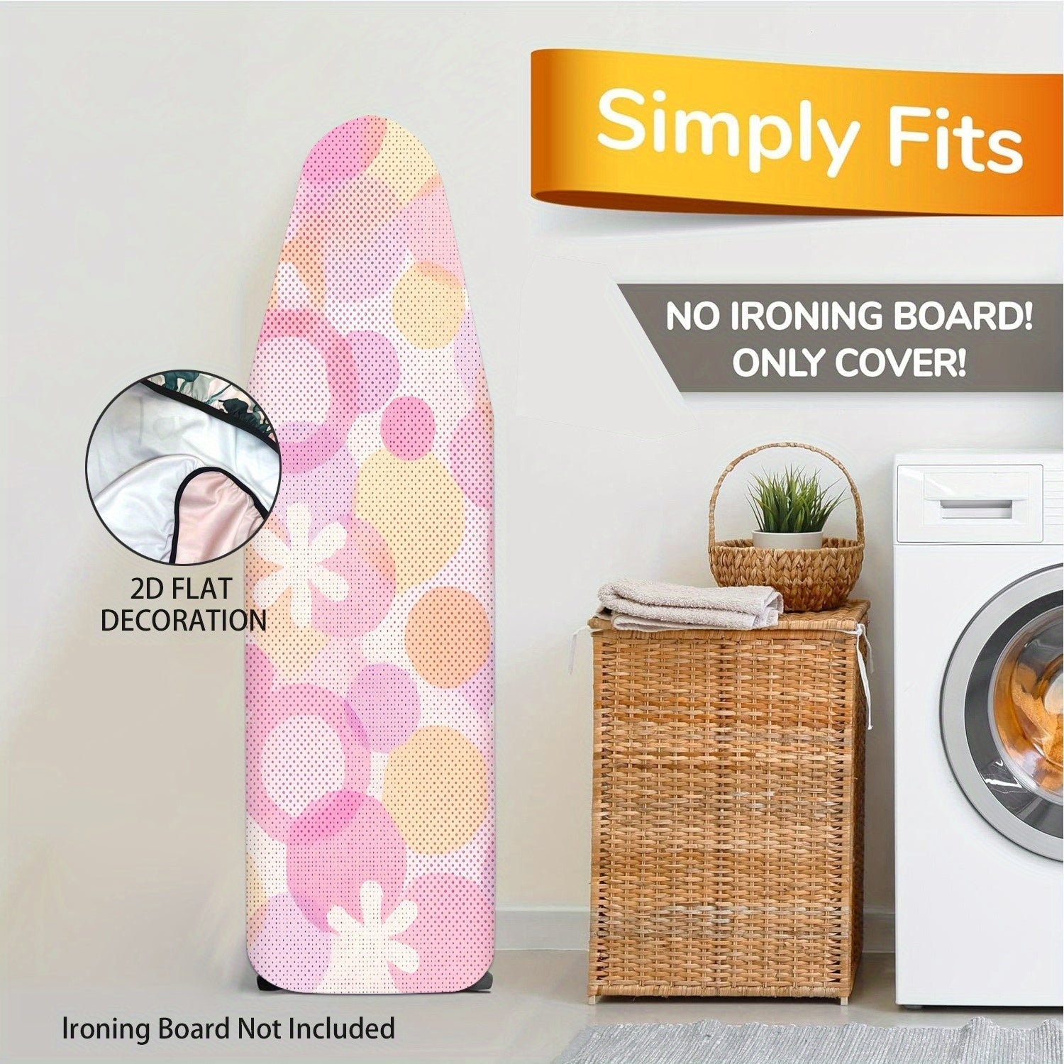 Fundas para Tabla de Planchar Resistentes con Superficie Antideslizante - Protector de Tamaño Completo, Lavable a Máquina, Apta para Mesas de Planchar Estándar (Tabla No Incluida) - Decoración para Lavandería en Rosa/Beige/Gris/Azul/Rojo//Blanco - Acceso
