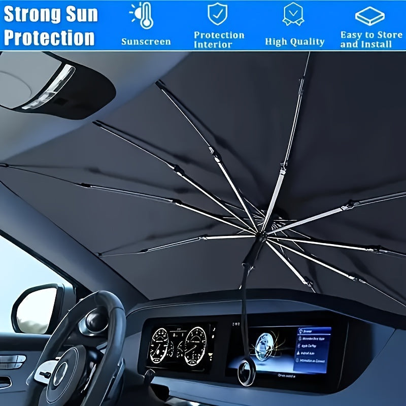 Parasol Plegable para Parabrisas de Automóvil, Protector Solar Anti-UV y Anticalor con Cubierta para Ventana Delantera