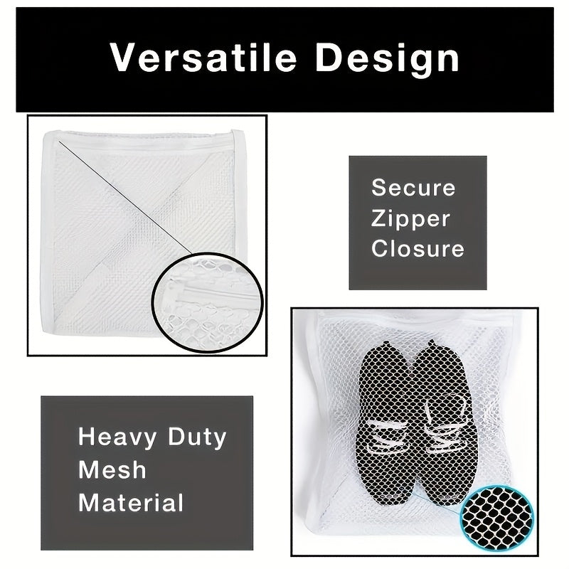 Bolsa de Lavandería de Malla Versátil con Cremallera - Ideal para Zapatillas y Ropa, Tela de Panal Reutilizable, Se Adapta a la Mayoría de Secadoras, Bolsas de Lavandería