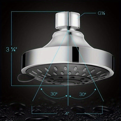 Rociador de Alta Presión con 5 Modos de Riego Ajustables - Cabezal de Ducha Rectangular para Montaje en Pared, Cuerpo de Plástico Duradero, Acabado Cromado Elegante, Válvula de Cartucho para Bajo Presión de Agua, Opciones de Lluvia y Masaje