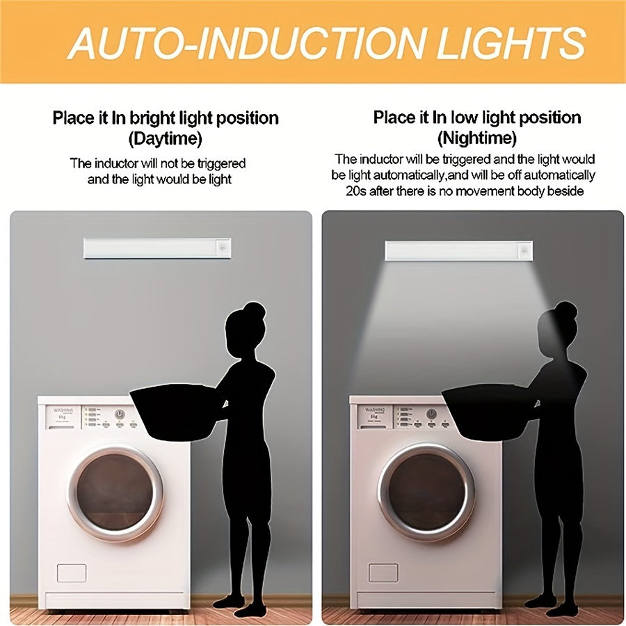 2pcs Tiras de Luz LED Blancas Elegantes con Sensor de Movimiento, Ultrafinas y Magnéticas, Recargables por USB con Brillo Ajustable - Ideales para Cocinas, Armarios, Gabinetes y Más, Luz con Sensor de Movimiento para Interiores Recargable