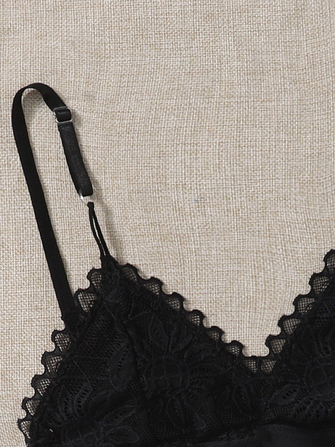 Conjunto De Sosten De Encaje Festoneado De 2 Piezas