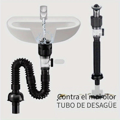 Juego de Tubos Retráctiles Antiodor para Cocina y Baño de 1 Pieza - Tubo de Drenaje Universal para Inodoro, Tubo de Agua y Accesorios