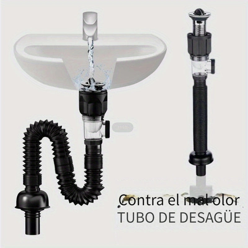 Juego de Tubos Retráctiles Antiodor para Cocina y Baño de 1 Pieza - Tubo de Drenaje Universal para Inodoro, Tubo de Agua y Accesorios