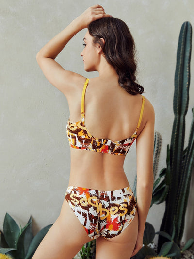 Sujetador invisible microfibra con estampado tropical & de letra