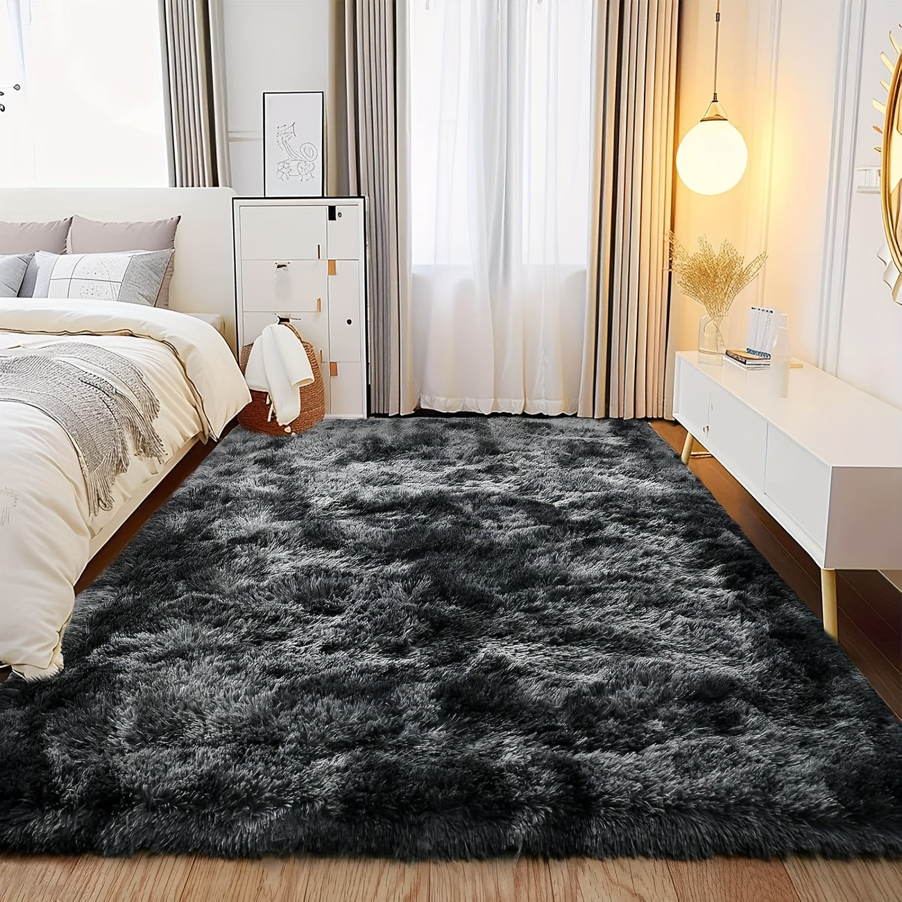 1 pieza de alfombrilla de dormitorio de poliéster con diseño de nudo y colorido - Alfombrilla suave con pelo largo, lavable en máquina, cómoda y elegante para espacios interiores, tejido de alta calidad, accesorio de decoración del hogar, cubierta de pis