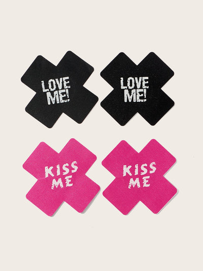 8 pares Cubierta de pezon con estampado de letra