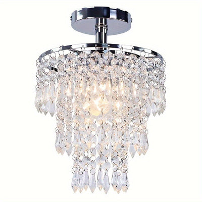 1pc Pequeña Luz Colgante De Cristal, Mini Luz De Techo De Cristal LED, Luz De Lluvia De Cristal De 3 Niveles, Accesorio De Luz Decorativa, Luz De Techo Empotrada, Luz De Cristal, Para Dormitorio Pasillo Sala De Estar Habitación De Niñas Comedor Baño (Bom