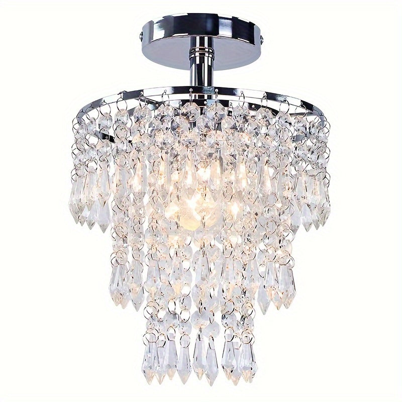 1pc Pequeña Luz Colgante De Cristal, Mini Luz De Techo De Cristal LED, Luz De Lluvia De Cristal De 3 Niveles, Accesorio De Luz Decorativa, Luz De Techo Empotrada, Luz De Cristal, Para Dormitorio Pasillo Sala De Estar Habitación De Niñas Comedor Baño (Bom