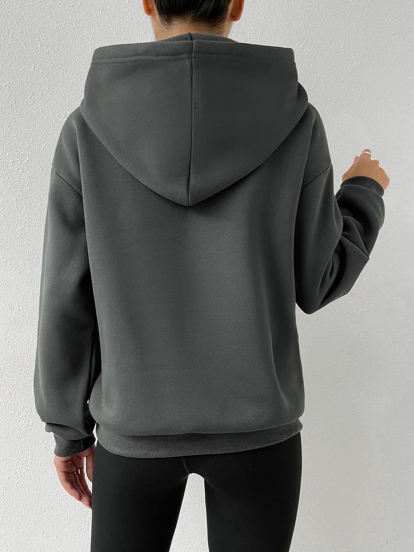Moosta sudadera con capucha de manga larga para mujer con bordado de letras y bolsillo, para uso casual diario