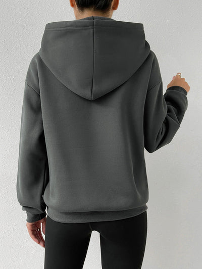 Moosta sudadera con capucha de manga larga para mujer con bordado de letras y bolsillo, para uso casual diario