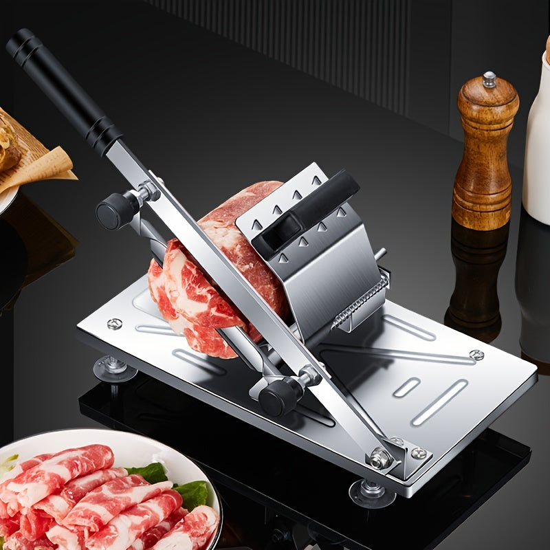 1 pza. Cortadora de carne congelada manual de acero inoxidable para cordero, cortadora de carne de res, máquina rebanadora automática de carne con mango antideslizante para el hogar, cocina, accesorios de cocina