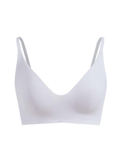 Leisure Sujetadores monocromaticos de alta elasticidad sin costuras diseno acanalado livianos y comodos-Blanco