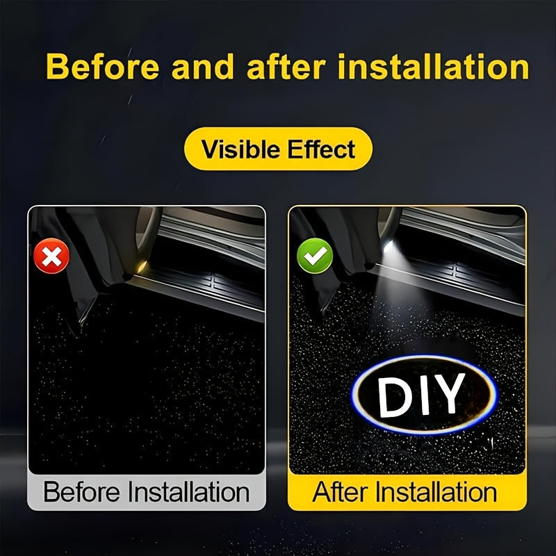 2 piezas de luces de puerta de coche para AMG, para for FIAT, para for JAGUAR, para MINI, para for PEUGEOT, para for MAZDA HD Proyector de luz de bienvenida de puerta Luces de umbral de puerta LED inalámbrico Luces de cortesía de puerta, sin batería