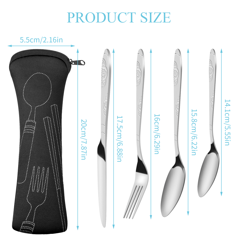 1 Juego De 4 Piezas, Cubertería Mental, Vajilla De Acero Inoxidable Vintage, Cuchillo De Carne Mental Para El Hogar, Tenedor Mental Para Comida, Vajilla Portátil, Cuchara Mental Para Cenar, Artículos De Cocina, Utensilios De Cocina
