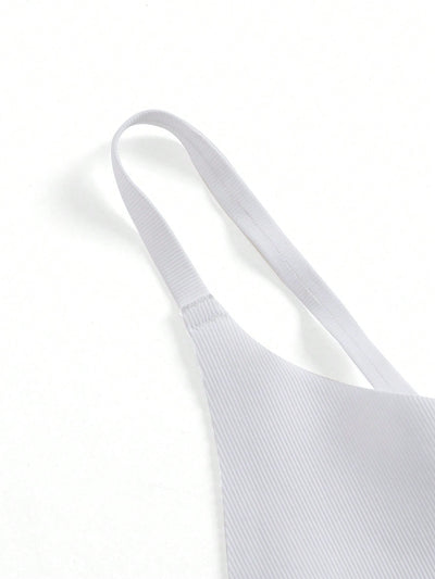 Leisure Sujetadores monocromaticos de alta elasticidad sin costuras diseno acanalado livianos y comodos-Blanco