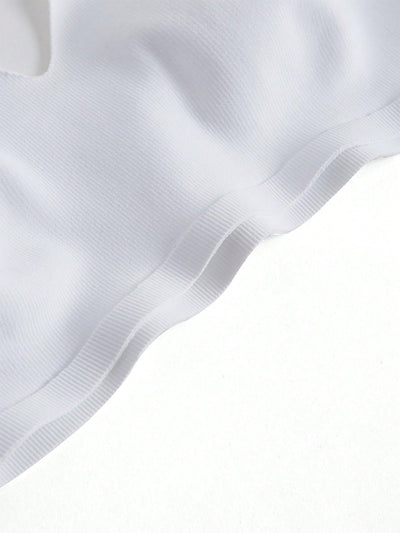 Leisure Sujetadores monocromaticos de alta elasticidad sin costuras diseno acanalado livianos y comodos-Blanco