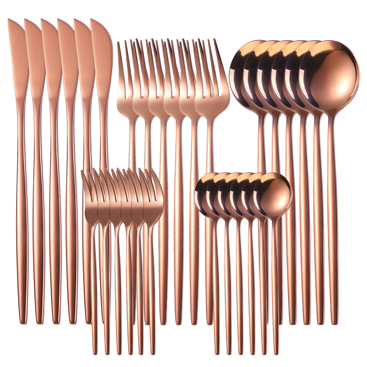 Juego de Vajilla Estilo Portugués de Acero Inoxidable de 30 Piezas, Cuchillo, Tenedor y Cucharas para Postre de Alta Gama, Apto para Lavavajillas, Ideal para Hogar, Cocina, Hotel, Restaurante, Fiestas, Festividades, Acción de Gracias, Pascua, Navidad y B