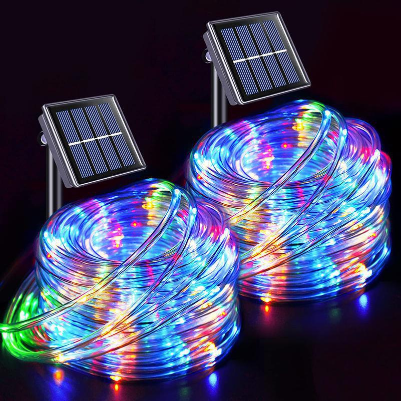 Luz de cuerda LED solar de 22m/12m/7m - Luces de cuerda de hada cambiantes de color para jardín al aire libre, decoración de Navidad y Halloween, IP65, batería de níquel, instalación fácil, ambiente festivo | Decoración festiva | Luces cambiantes de colo