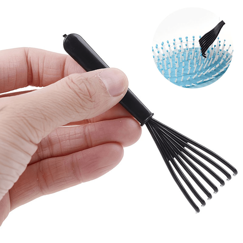 1 pza Herramienta limpiadora de cepillo para cabello, rastrillo para limpiarla suciedad en el cepillo para cabello, con mango de plástico, para el salón y el hogar