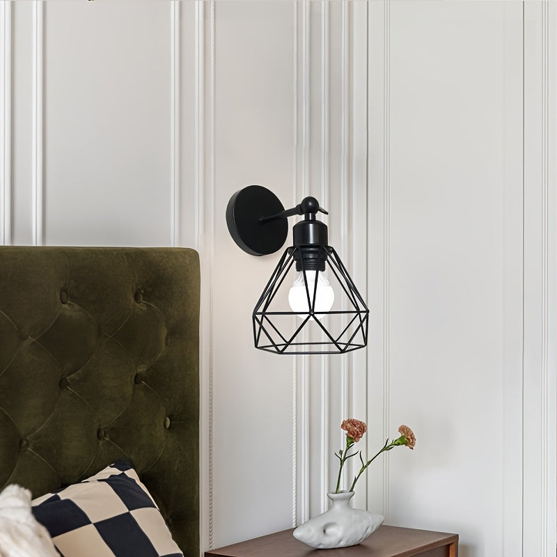 1 lámpara de pared ajustable con base para foco E27 - Estilo industrial moderno, montaje semiempotrado en hierro para sala, cocina, dormitorio, pasillo y escaleras (foco no incluido), iluminación de cocina, iluminación contemporánea, iluminación duradera