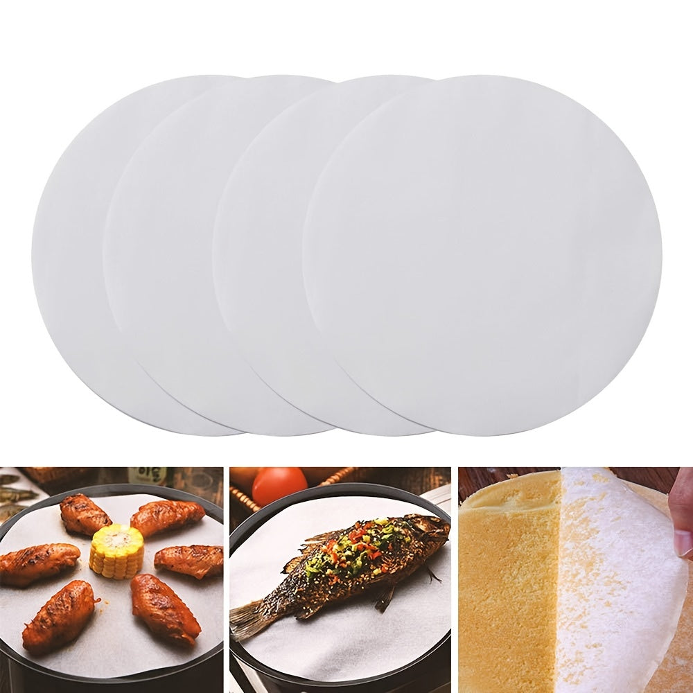 100 piezas de papel para hornear, papel para hornear redondo no adherente, papel para hornear de cera doble cara, papel para hornear redondo para panqueques, molde de panqueque, máquina de impresión de panqueques de maíz, blanco.